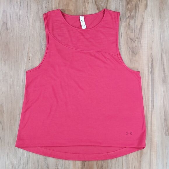 🔹️Under Armour Pink Heat Gear America Athletic Sleeveless Top Medium - Picture 2 of 8